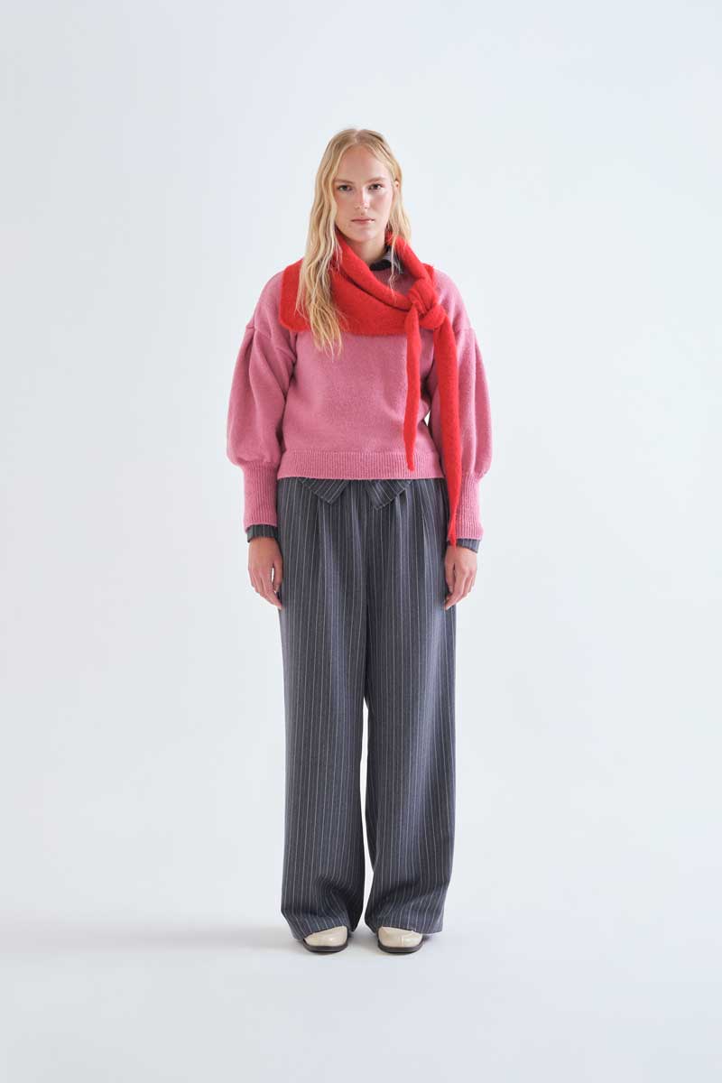 Grey pinstripe trousers