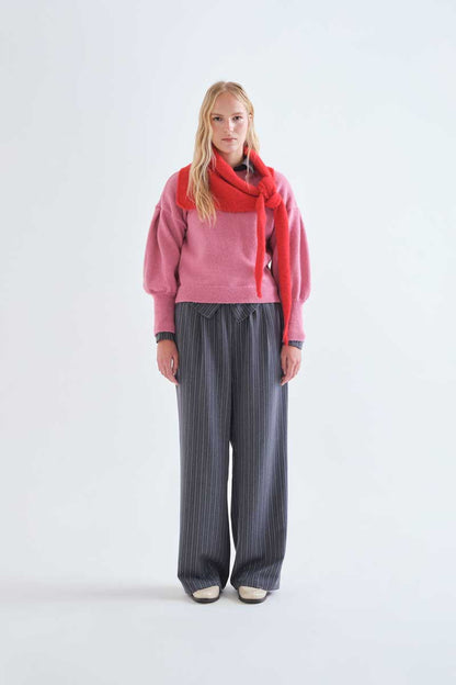 Grey pinstripe trousers