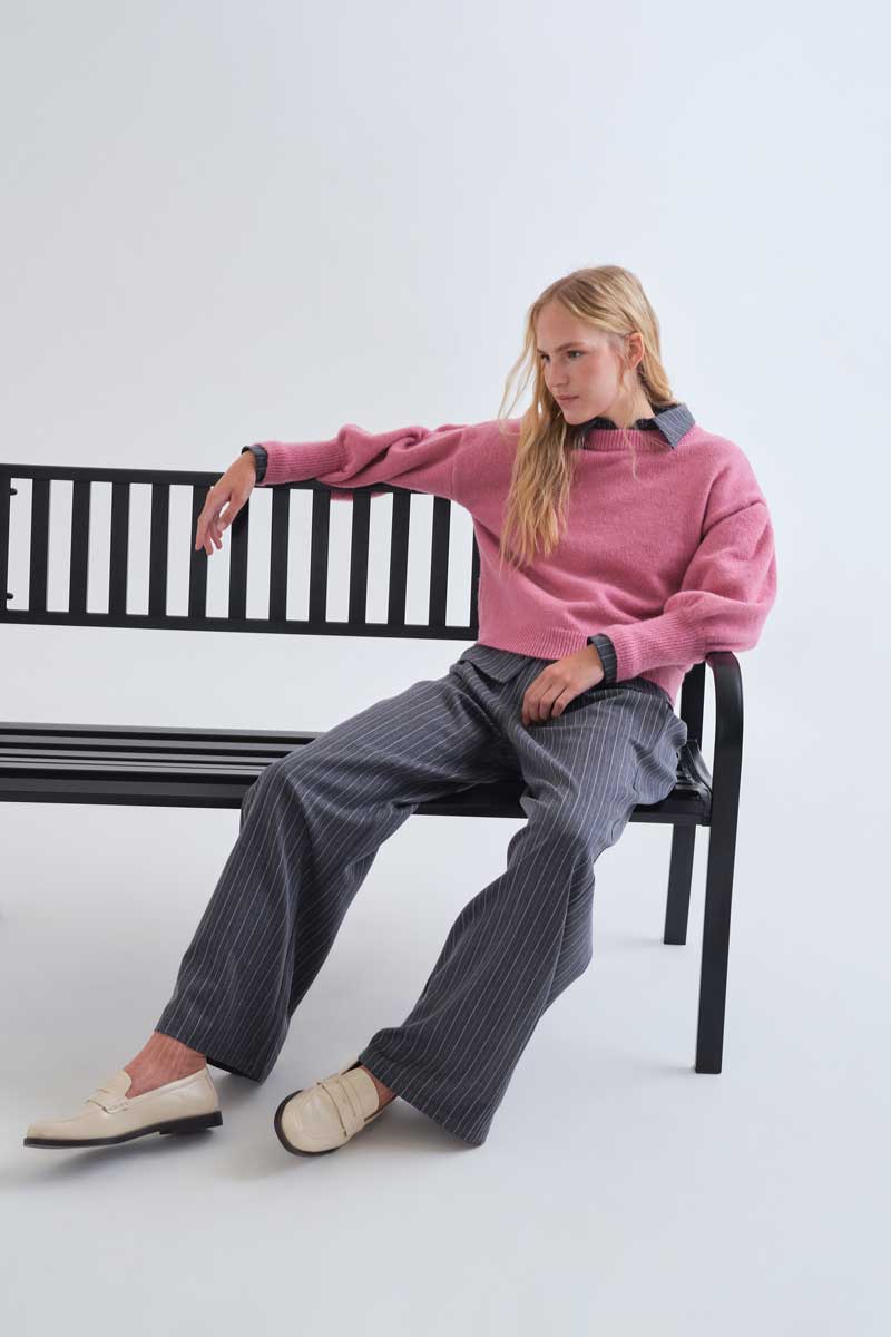 Grey pinstripe trousers
