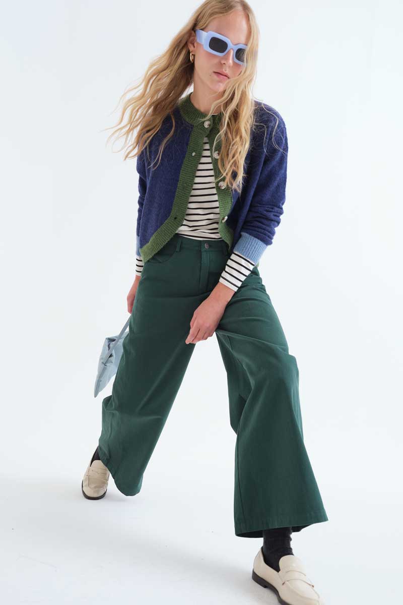 100% petrol green cotton jeans