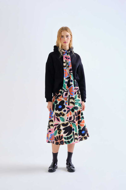 Black sweatshirt with Neo Garden printed tie