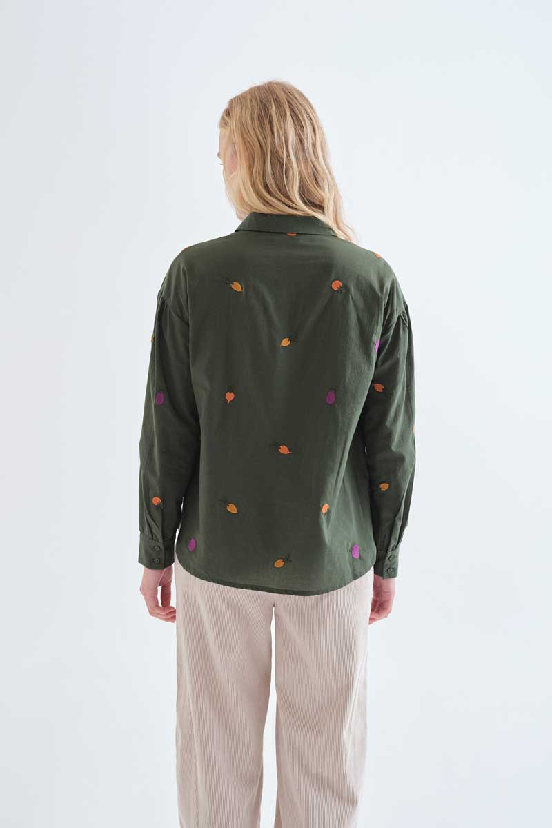 100% cotton shirt with vegetable embroidery