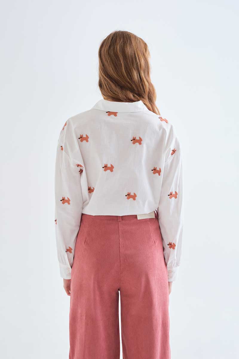 100% cotton shirt with fox embroidery