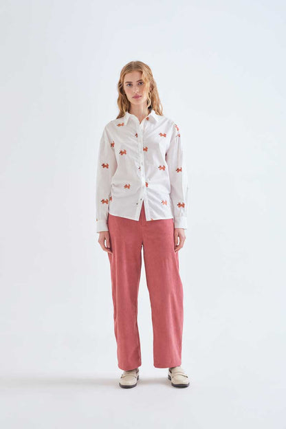 100% cotton shirt with fox embroidery