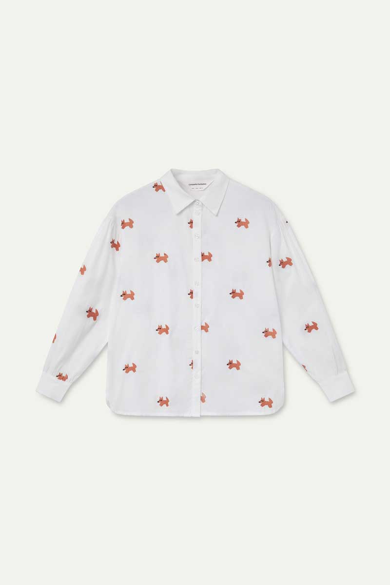 100% cotton shirt with fox embroidery