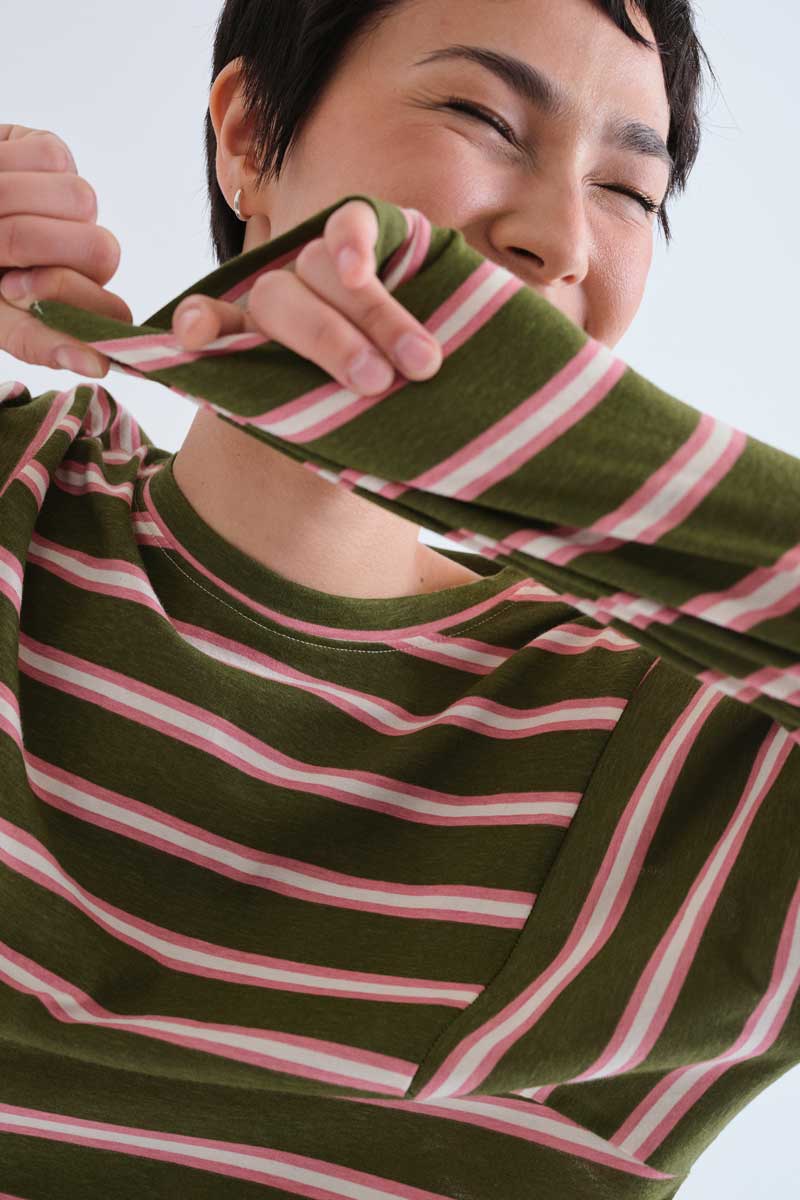 100% cotton T-shirt with Aberdeen stripe print