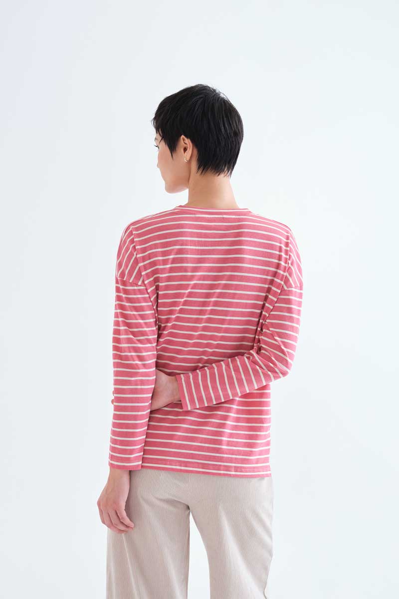 100% cotton T-shirt with pink stripe print
