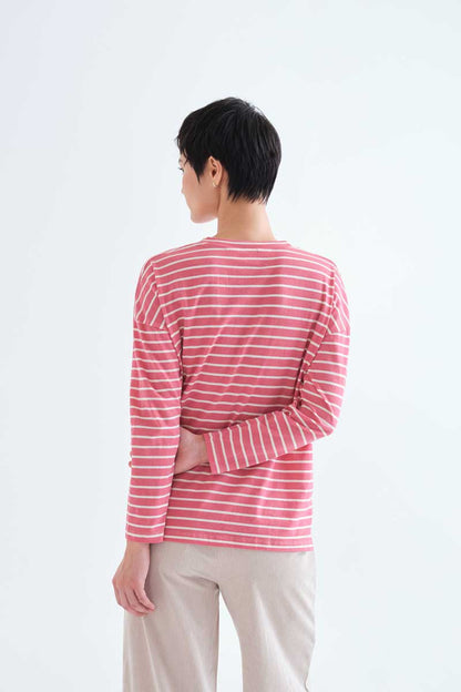 100% cotton T-shirt with pink stripe print