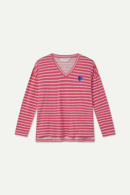 100% cotton T-shirt with pink stripe print