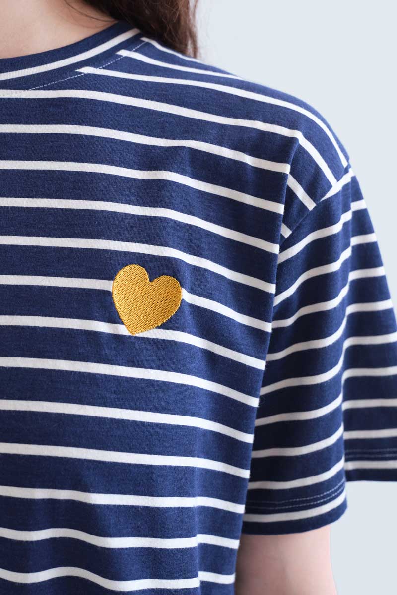 100% cotton T-shirt with navy stripe print