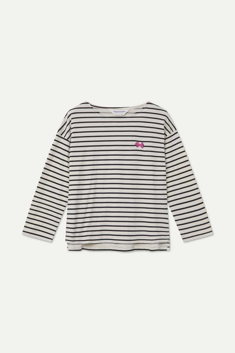 100% cotton T-shirt with black stripe prints