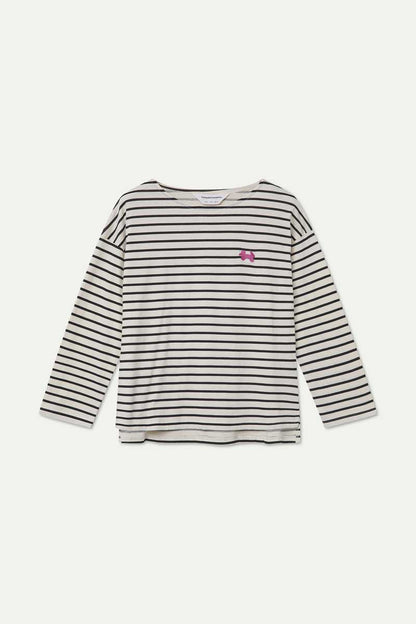 100% cotton T-shirt with black stripe prints