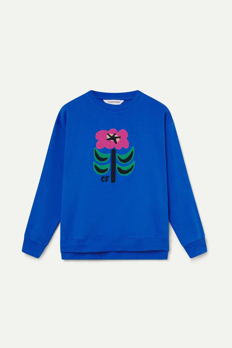 100% cotton sweatshirt with Neo Garden floral patch