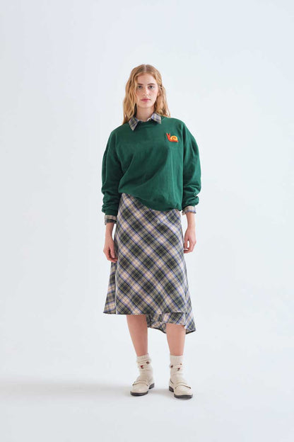 Green 100% cotton sweatshirt with snail patch
