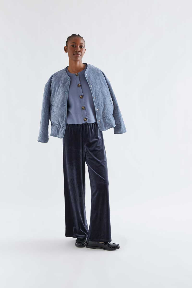 Basic greyish-blue cotton blend cardigan