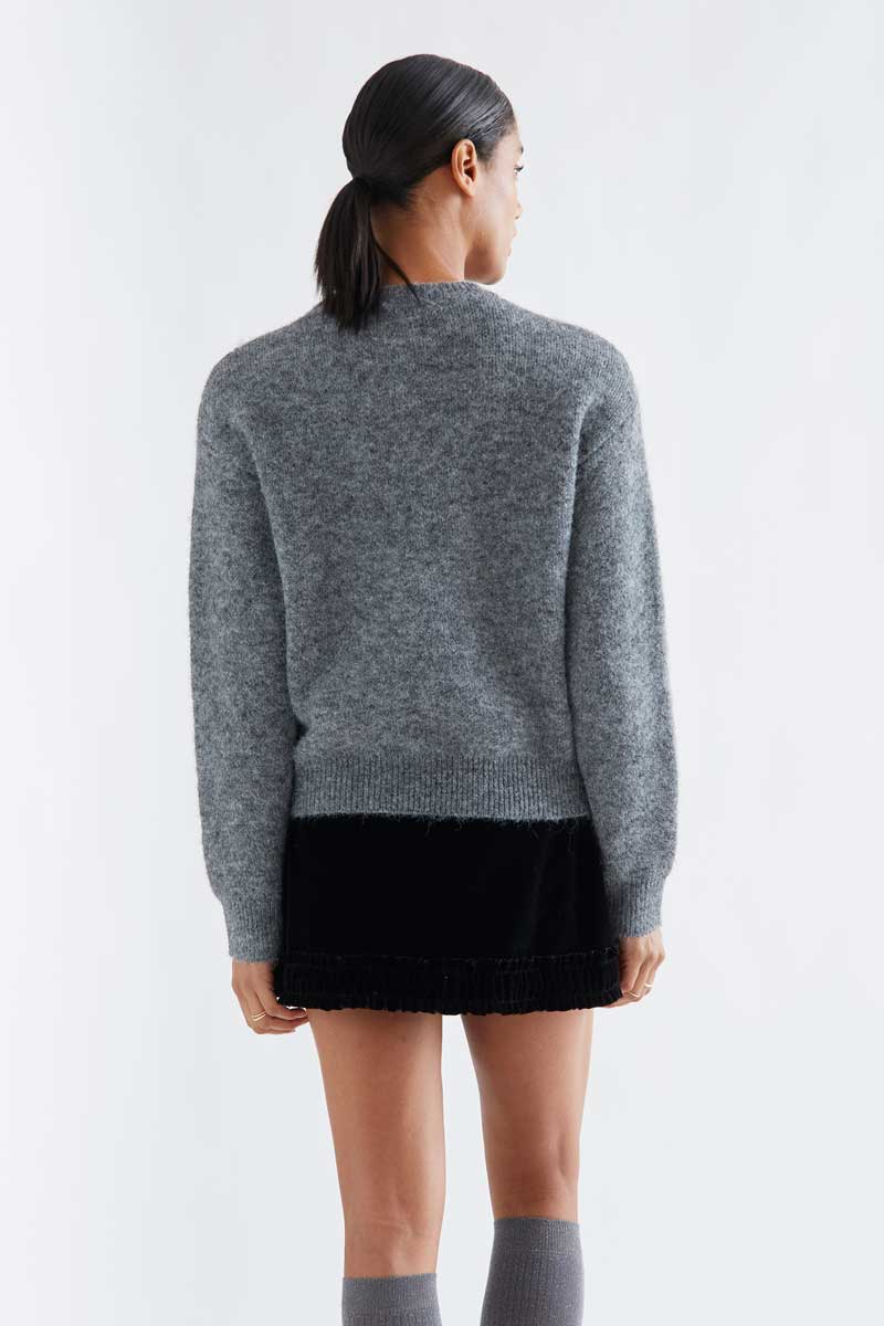 Grey jersey with black bow print