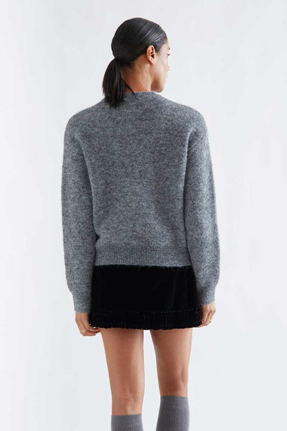 Grey jersey with black bow print