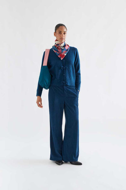 Navy blue cardigan with toggles