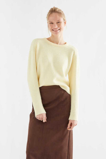 Light yellow wool blend jersey