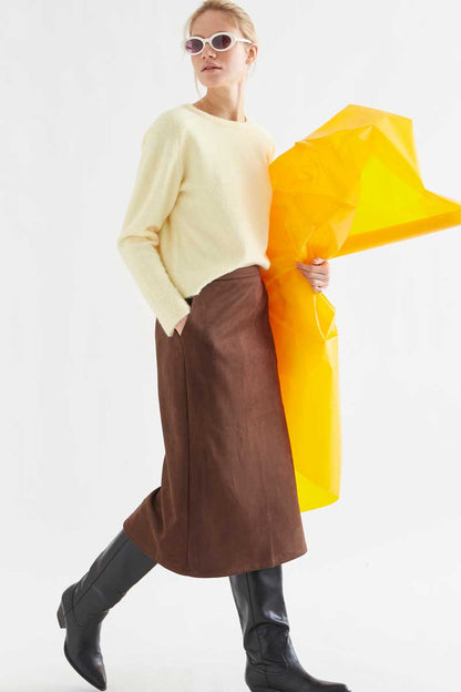 Light yellow wool blend jersey