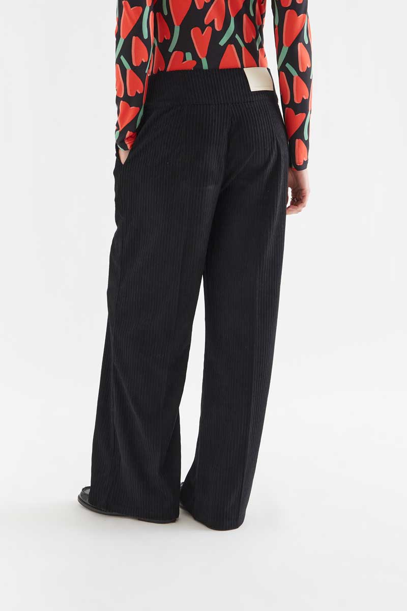 Black double-button corduroy trousers