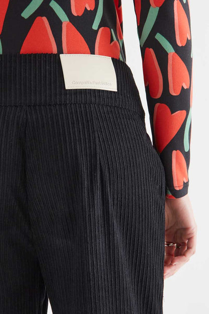 Black double-button corduroy trousers