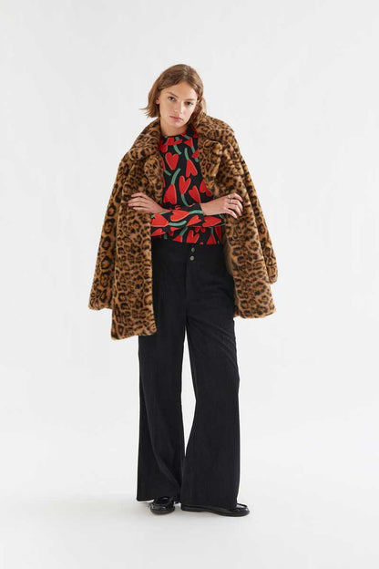 Black double-button corduroy trousers