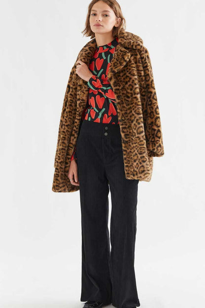 Black double-button corduroy trousers