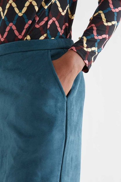 Green suede midi skirt