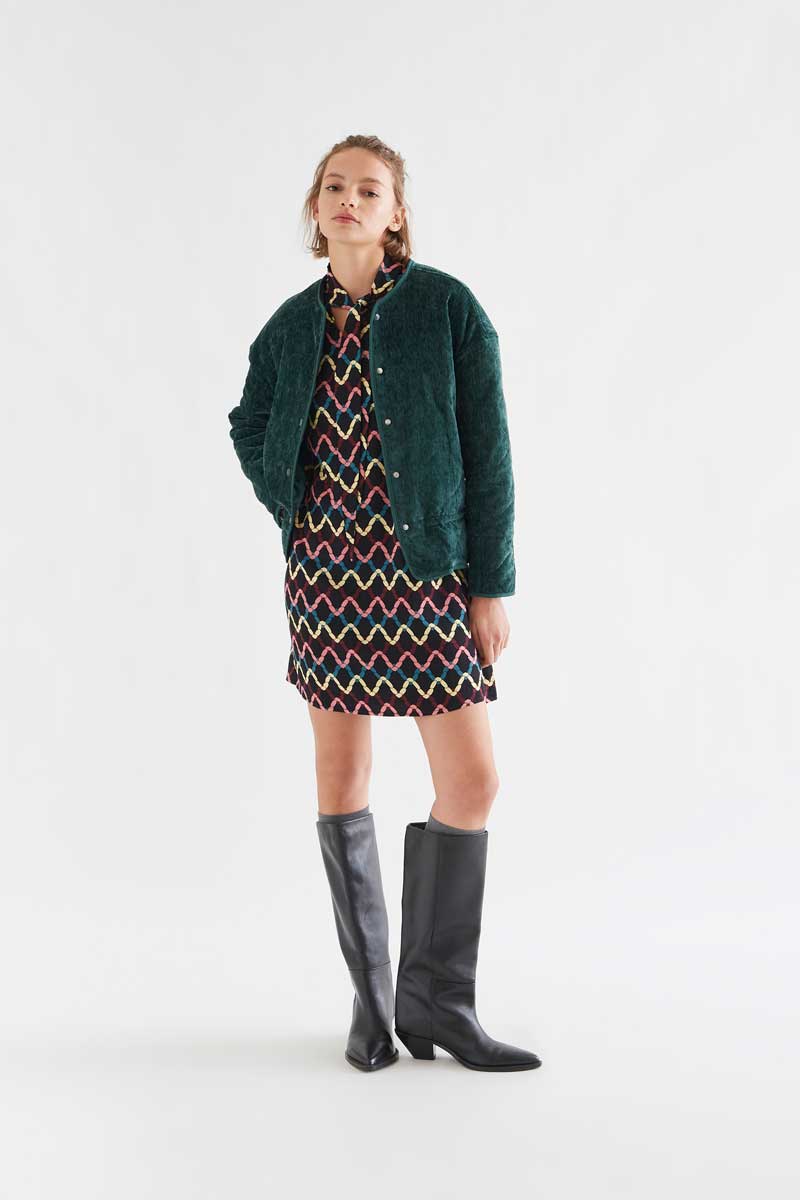 Short dress with Skein print