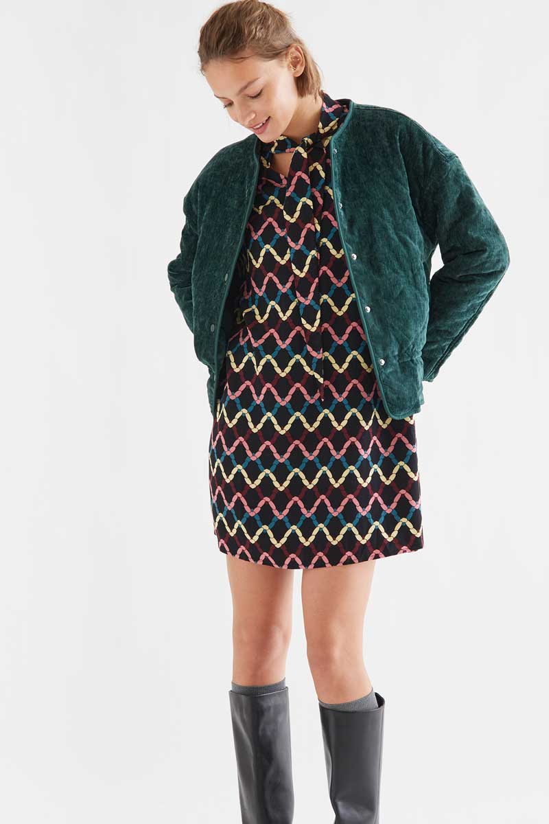 Short dress with Skein print