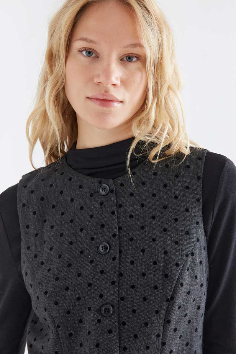 Grey tweed waistcoat with black knit