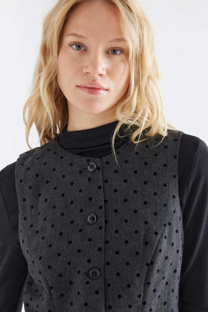 Grey tweed waistcoat with black knit