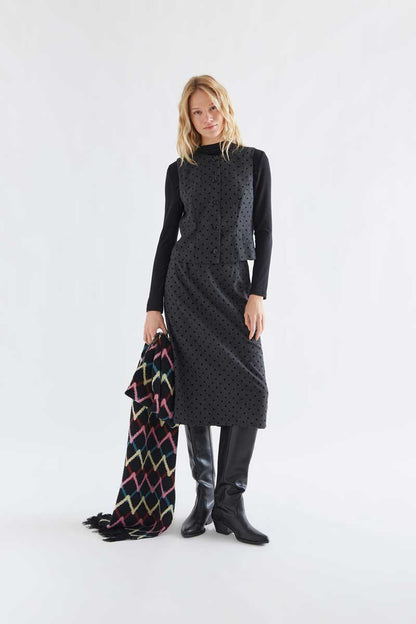 Grey tweed waistcoat with black knit