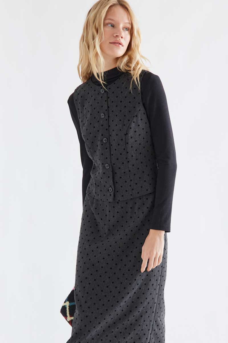 Grey tweed waistcoat with black knit