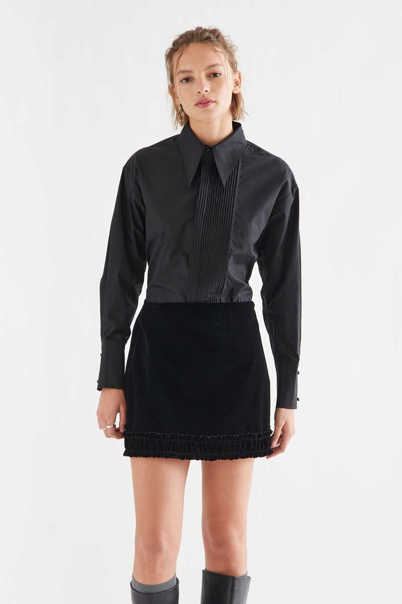 100% black cotton striped shirt