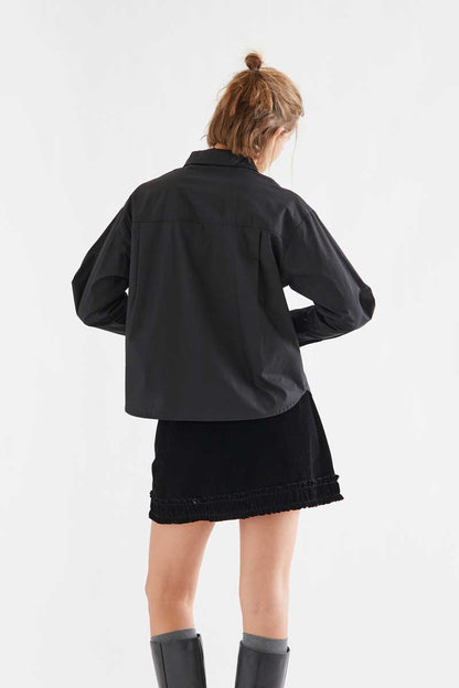100% black cotton striped shirt