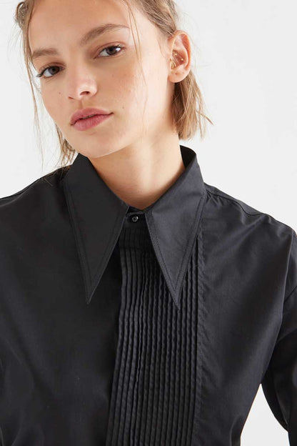 100% black cotton striped shirt