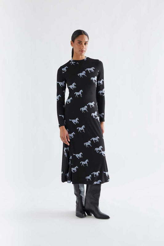 Midi dress with Horse print