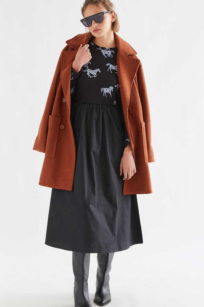 Horse print cotton midi dress