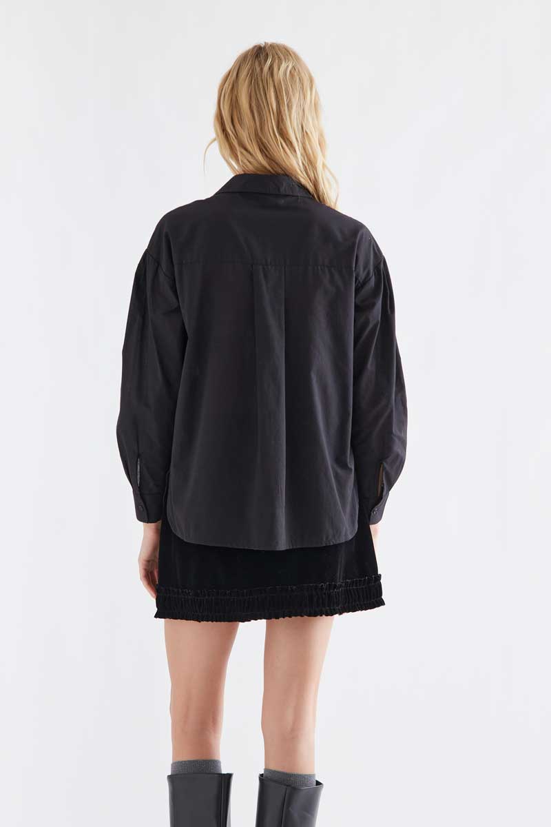 100% black cotton shirt with embroidered "CF" heart