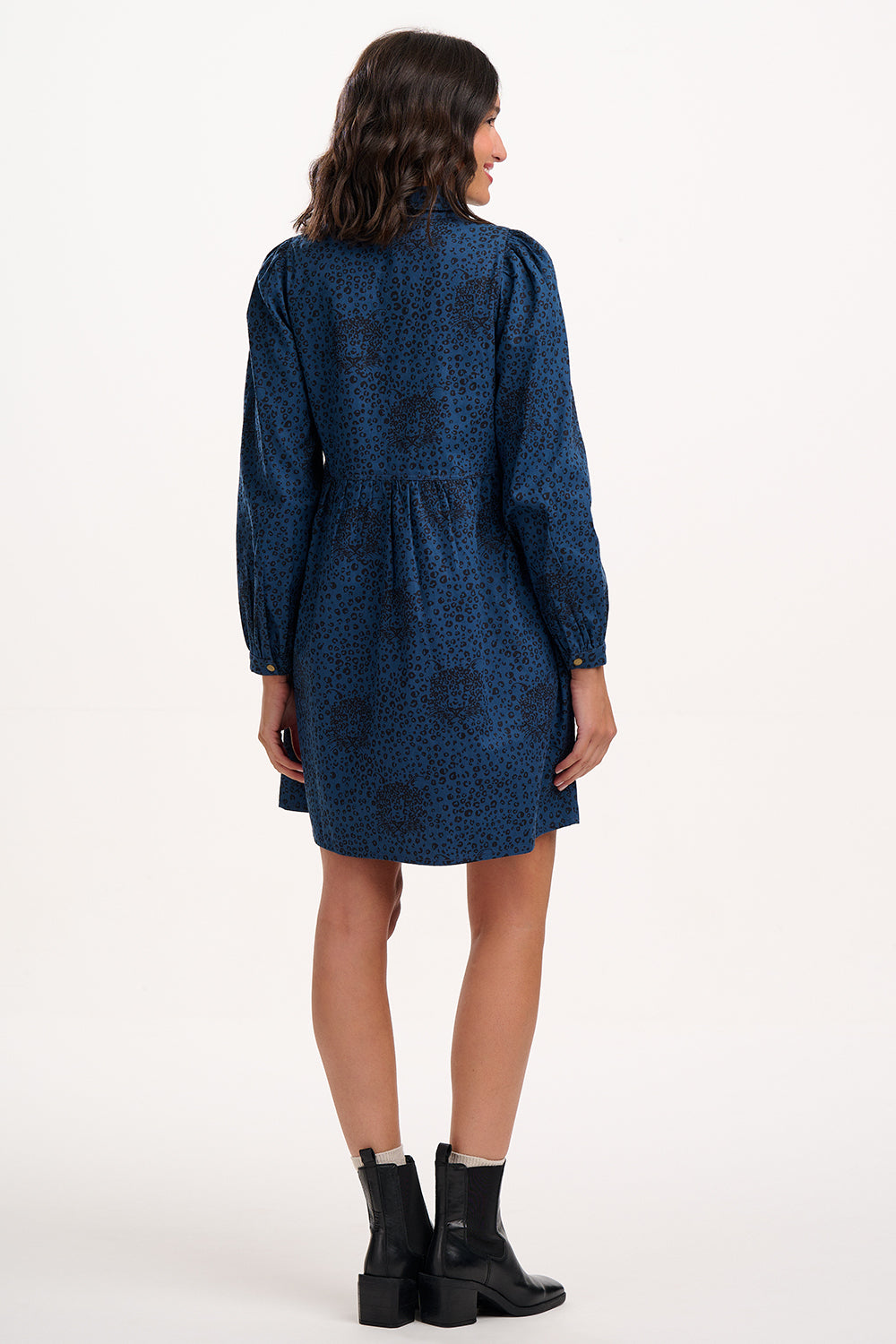 Karen Mini Smock Dress - Deep Blue Denim