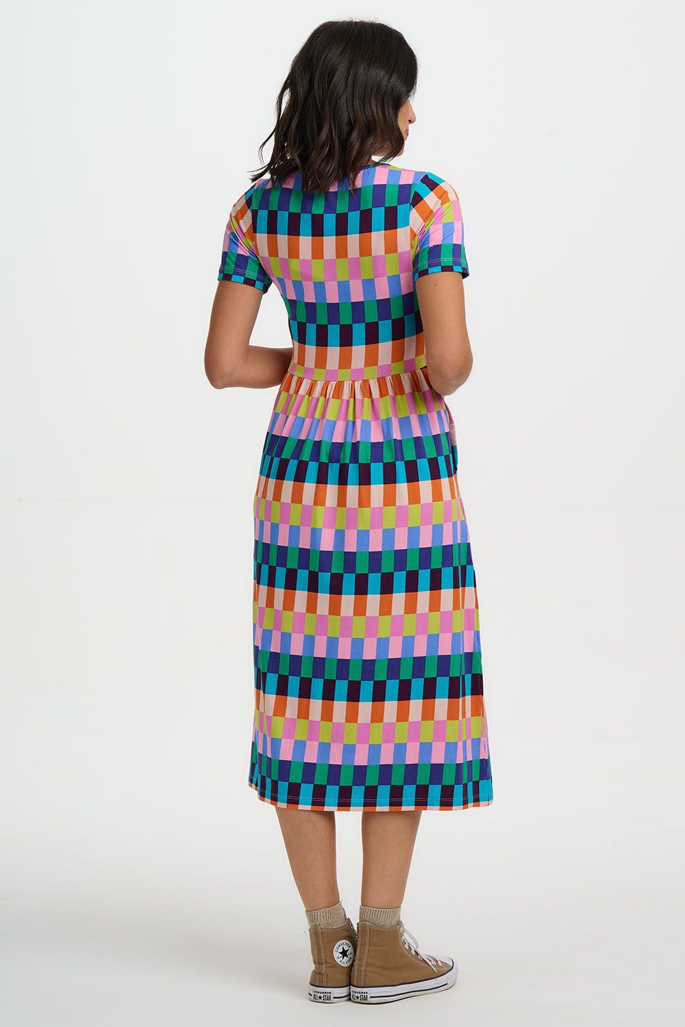 Gina Jersey Midi Dress - Multi, Puzzle Stripe