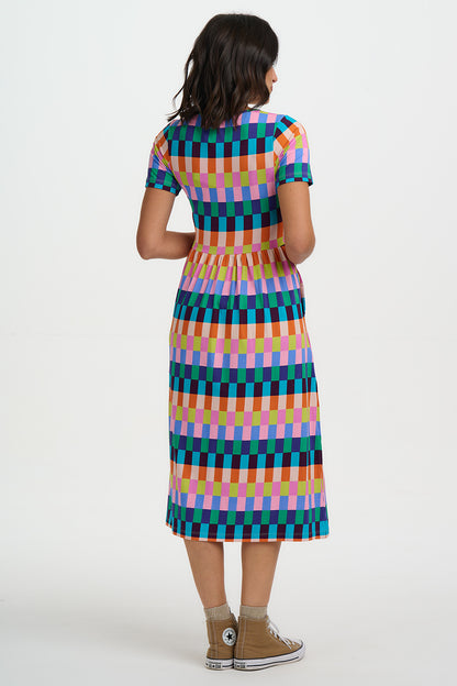 Gina Jersey Midi Dress - Multi, Puzzle Stripe