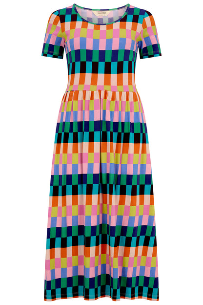 Gina Jersey Midi Dress - Multi, Puzzle Stripe
