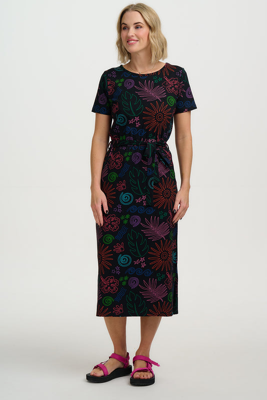 Flissy Jersey Midi Dress - Black, Island Fiesta