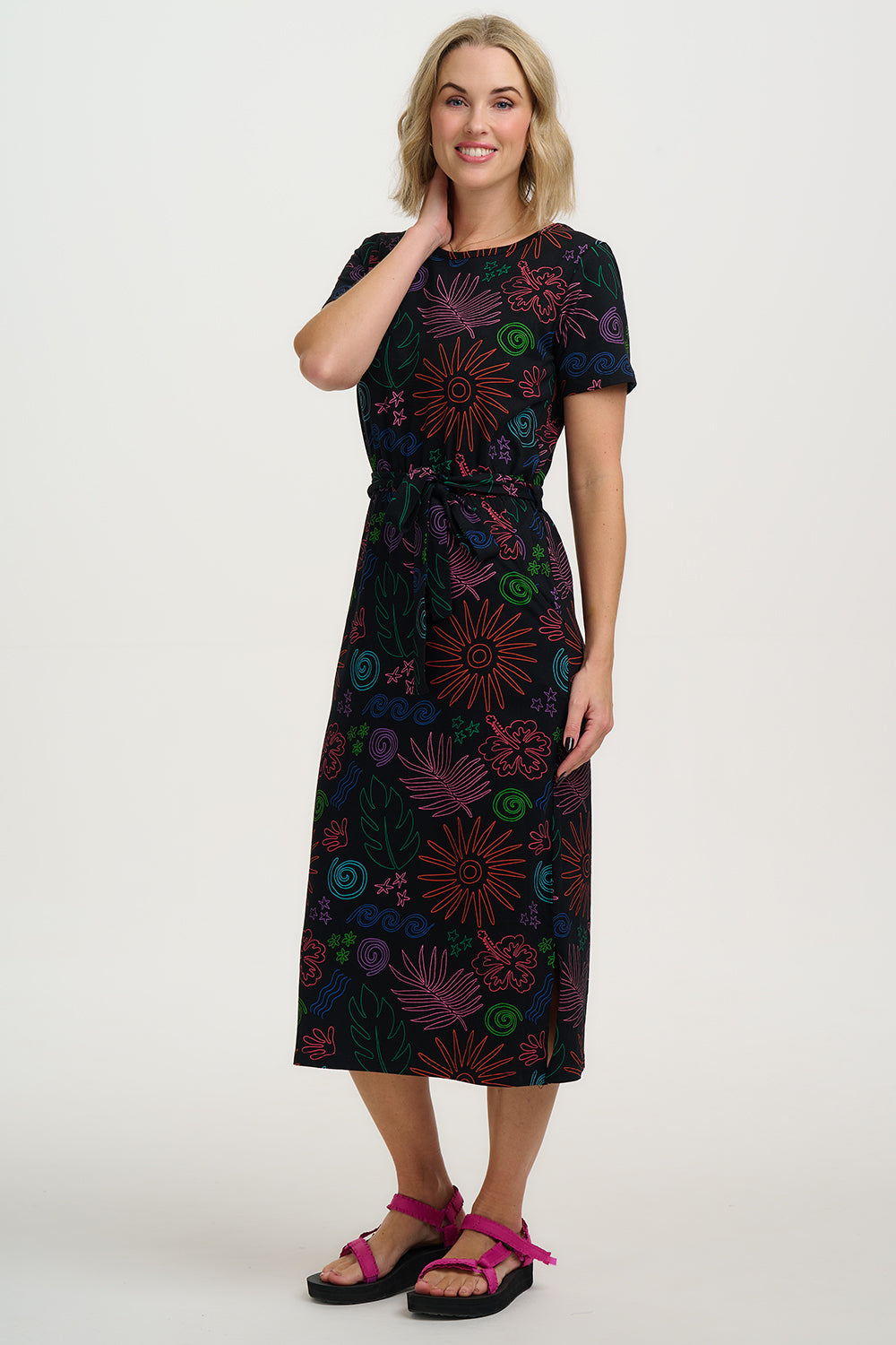 Flissy Jersey Midi Dress - Black, Island Fiesta