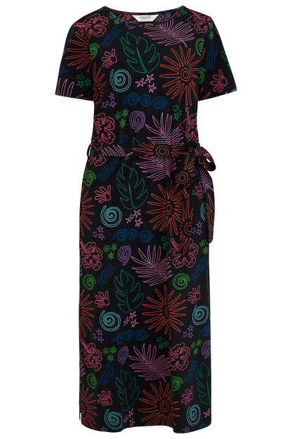 Flissy Jersey Midi Dress - Black, Island Fiesta