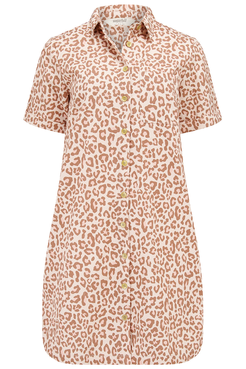 Zoe Mini Shirt Dress - Stone, Classic Leopard