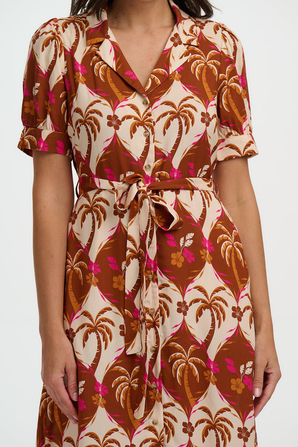 Penelope Midi Shirt Dress - Browns, Palm Waves Tile